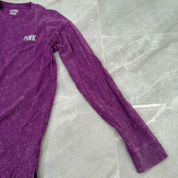 Women’s PINK Victoria's Secret Campus Tee Seal Logo Long Sleeve Acid Wash Shirt - Picture 9 of 16